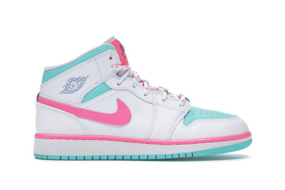 Jordan 1 Mid White Pink Green Soar (GS)