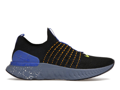 Nike React Phantom Run Flyknit 2 Black Hyper Royal - authentic Nike sneakers
