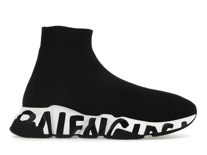 Balenciaga Speed Graffiti Trainers White Black Logo (Women's) - authentic Balenciaga sneakers