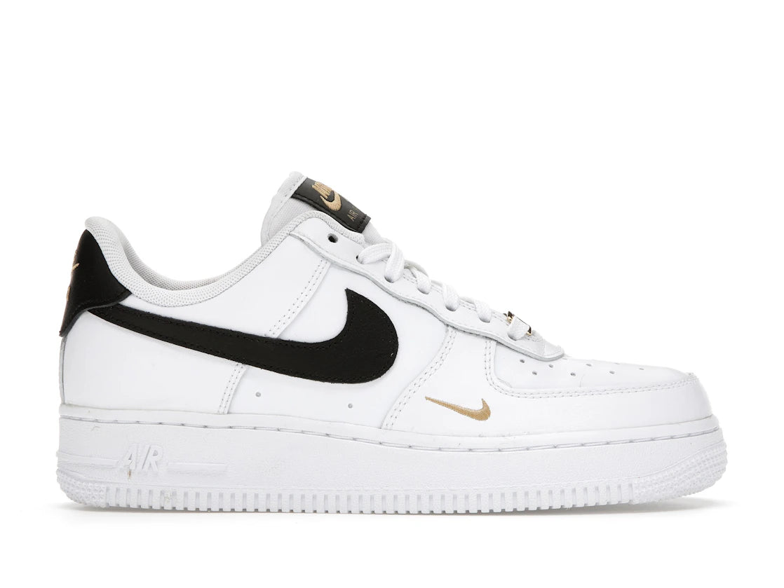 Nike Air Force 1 Low '07 Essential White Black Gold Mini Swoosh (Women's) - vue 360