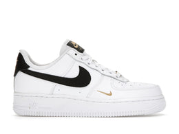 Nike Air Force 1 Low '07 Essential White Black Gold Mini Swoosh (Women's) - authentic Nike sneakers