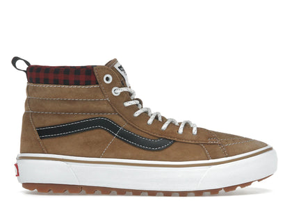 Vans Sk8-Hi MTE-1 Plaid Brown Red - authentic Vans sneakers