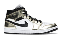 Jordan 1 Mid Metallic Gold Schwarz Weiß