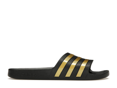 adidas Adilette Aqua Slides Core Black Gold Metallic