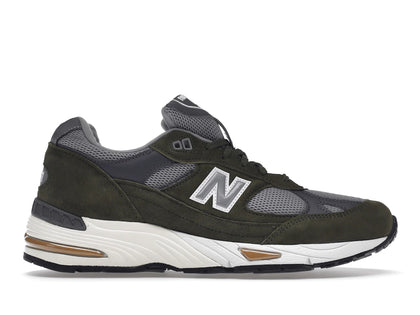 New Balance 991 MiUK Dark Green Grey Tan - authentic New Balance sneakers