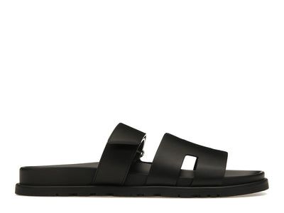 Hermes Chypre Sandal Noir Calfskin Leather (M)