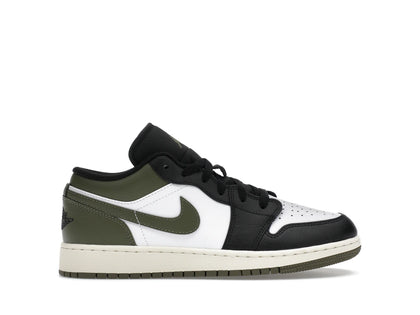 Jordan 1 Low Black Toe Medium Olive (GS) - authentic Jordan sneakers