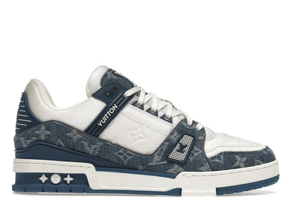 Louis Vuitton LV Trainer Monogram Denim White Blue - authentic Louis Vuitton sneakers