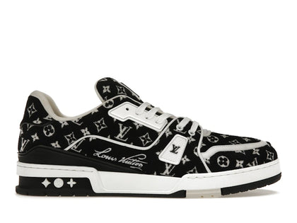 Louis Vuitton Trainer Black Monogram Textile - authentic Louis Vuitton sneakers