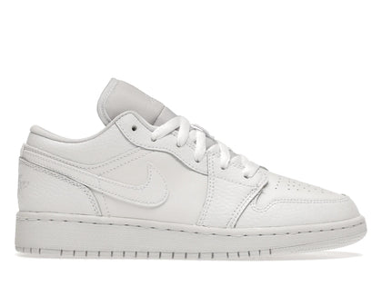 Jordan 1 Low Triple White Tumbled Leather (GS) - authentic Jordan sneakers