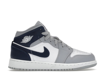 Jordan 1 Mid Wolf Grey Midnight Navy (GS) - authentic Jordan sneakers