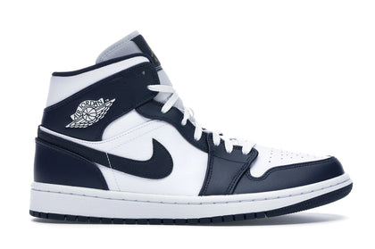 Jordan 1 Mid White Metallic Gold Obsidian - authentic Jordan sneakers