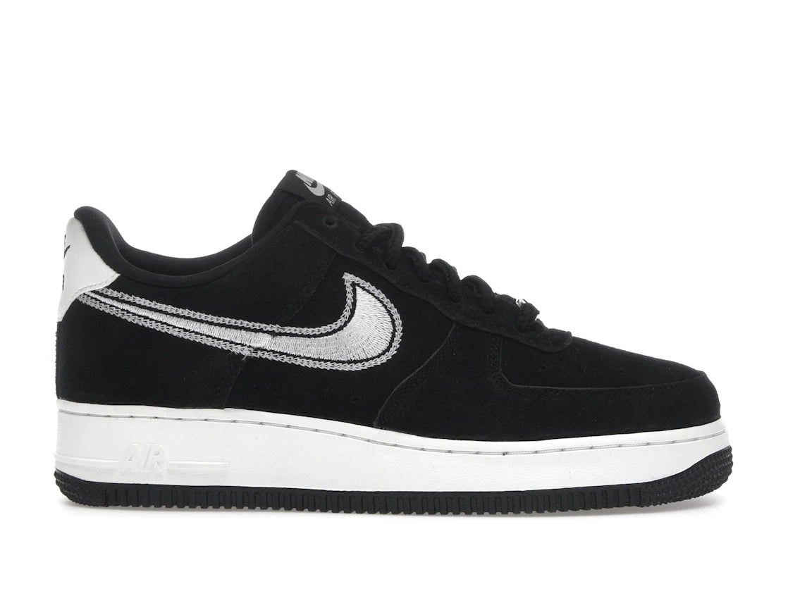 Nike Air Force 1 Low '07 LV8 Black Sail Embroidered Swoosh - vue 360