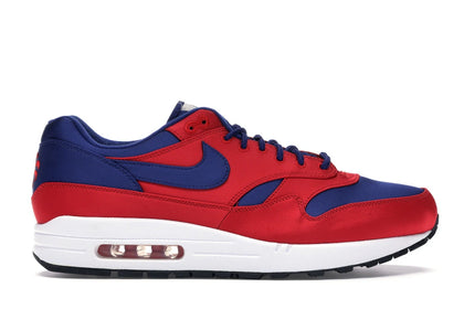 Nike Air Max 1 Satin University Red Deep Royal Blue - authentic Nike sneakers