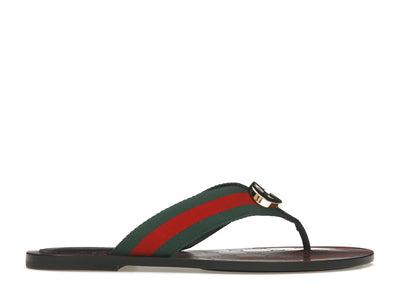 Gucci Web Thong Sandal Black Leather (Women's)