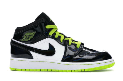 Jordan 1 Mid Black Cyber Mystic Green (GS)