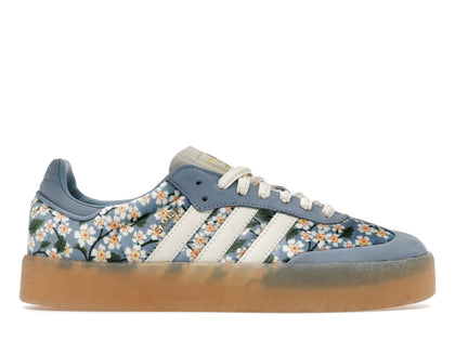 adidas Sambae Liberty London Floral Embroidery Blue Cream White (Women's) - authentic adidas sneakers