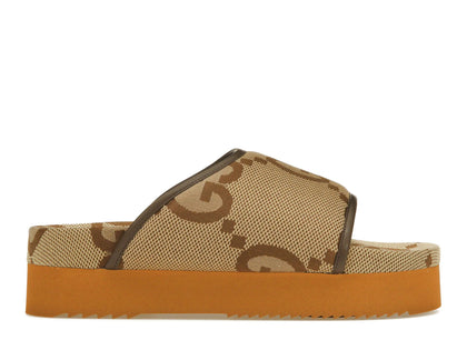 Gucci Jumbo GG Platform Slide Camel Ebony Monogram (Women's) - authentic Gucci sneakers