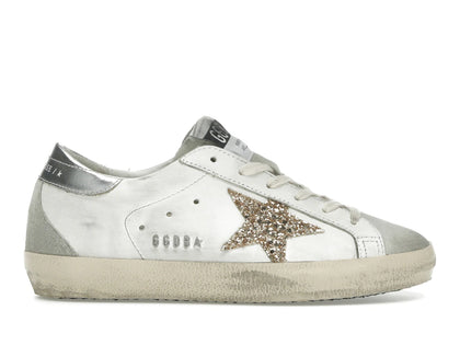Golden Goose Super-Star White Ice Gray Gold Glitter (Women's) - authentic Golden Goose sneakers