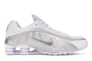 Nike Shox R4 White Metallic Silver - authentic Nike sneakers