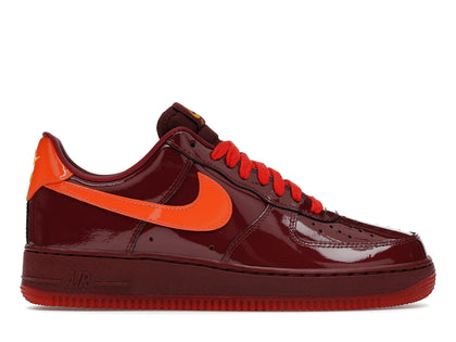 Nike Air Force 1 Low Patent Leather Dark Team Red Safety Orange - authentic Nike sneakers
