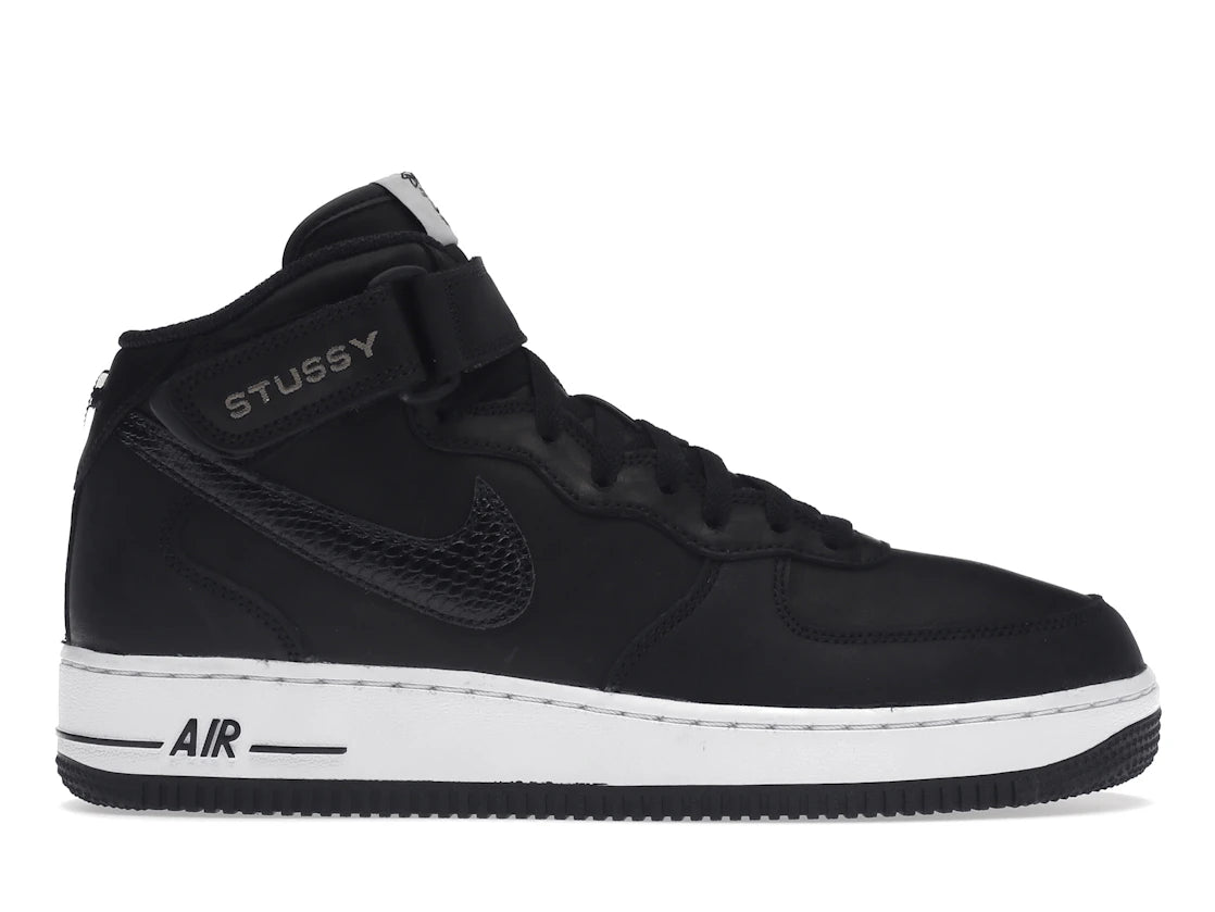Nike Air Force 1 Mid Stussy Black White - vue 360