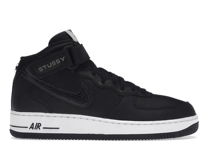 Nike Air Force 1 Mid Stussy Black White - authentic Nike sneakers