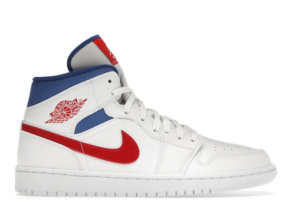Jordan 1 Mid White Red Royal (Women's) - authentic Jordan sneakers