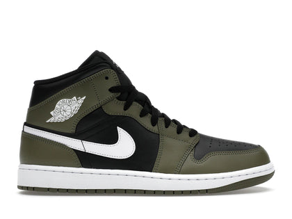 Jordan 1 Mid Black White Olive - authentic Jordan sneakers