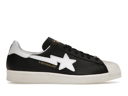 adidas Superstar 80s Bape Black White Gold (2022) - authentic adidas sneakers