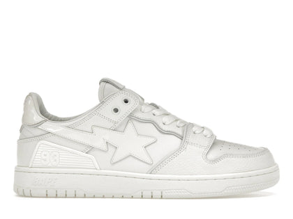 A Bathing Ape Bape SK8 Sta Triple White Patent Leather Sta Logo - authentic BAPE sneakers