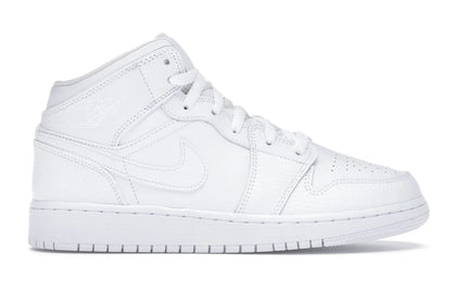 Jordan 1 Mid Triple White (GS) - authentic Jordan sneakers