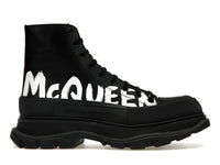 Alexander McQueen Tread Slick Boot Leather Graffiti Black White