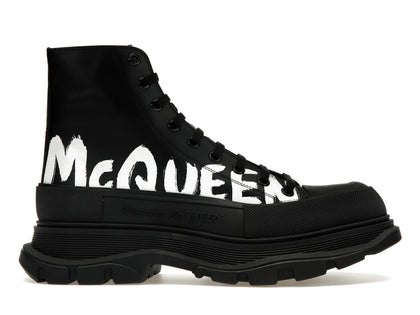 Alexander McQueen Tread Slick Boot Leather Graffiti Black White - authentic Alexander McQueen sneakers