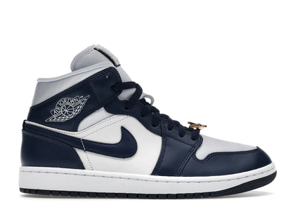 Jordan 1 Mid Football Grey White Midnight Navy (Women's) - authentic Jordan sneakers