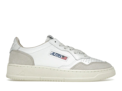 Autry Medalist Leather Low White Beige Suede (Women's) - authentic Autry sneakers
