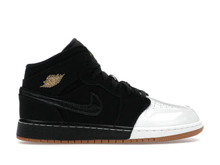 Jordan 1 Mid Black White Gold (GS) - authentic Jordan sneakers
