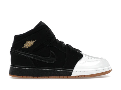 Jordan 1 Mid Black White Gold (GS) - authentic Jordan sneakers