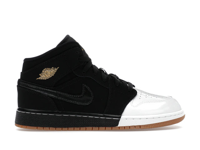 Jordan 1 Mid Black White Gold (GS)