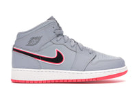 Jordan 1 Mid Wolf Grey Racer Pink Black (GS)