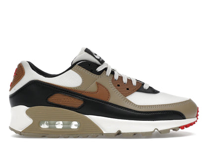 Nike Air Max 90 Phantom Black Fire Red Light British Tan (Women's) - authentic Nike sneakers