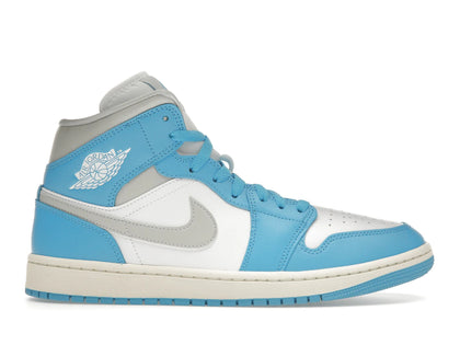 Jordan 1 Mid Dark Powder Blue White Sail Neutral Grey (Women's) - authentic Jordan sneakers