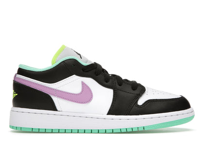 Jordan 1 Low Green Glow Violet Shock (GS) - authentic Jordan sneakers