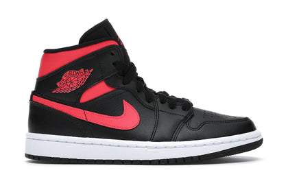 Jordan 1 Mid Black Siren Red (Women's) - authentic Jordan sneakers