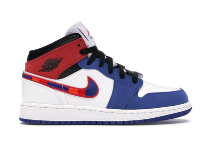 Jordan 1 Mid Rush Blue University Red (GS) - authentic Jordan sneakers