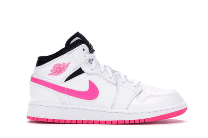 Jordan 1 Mid White Black Hyper Pink (GS) - authentic Jordan sneakers