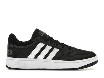adidas Hoops 3.0 Low Black White Stripes - authentic adidas sneakers
