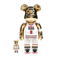 Bearbrick Michael Jordan 1992 Team USA (Dream Team) 100% &amp; 400% Set Gold Chrome