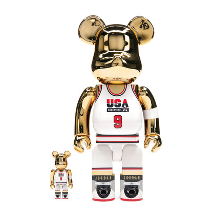 Bearbrick Michael Jordan 1992 Team USA (Dream Team) 100% & 400% Set Gold Chrome - authentic Bearbrick sneakers