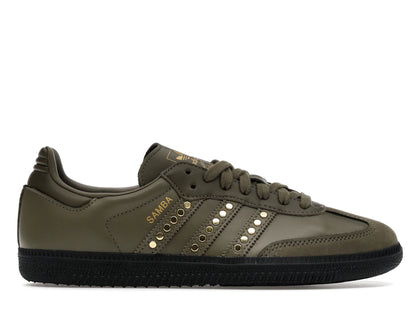 adidas Samba OG Studded Stripes Dark Khaki Black (Women's) - authentic adidas sneakers